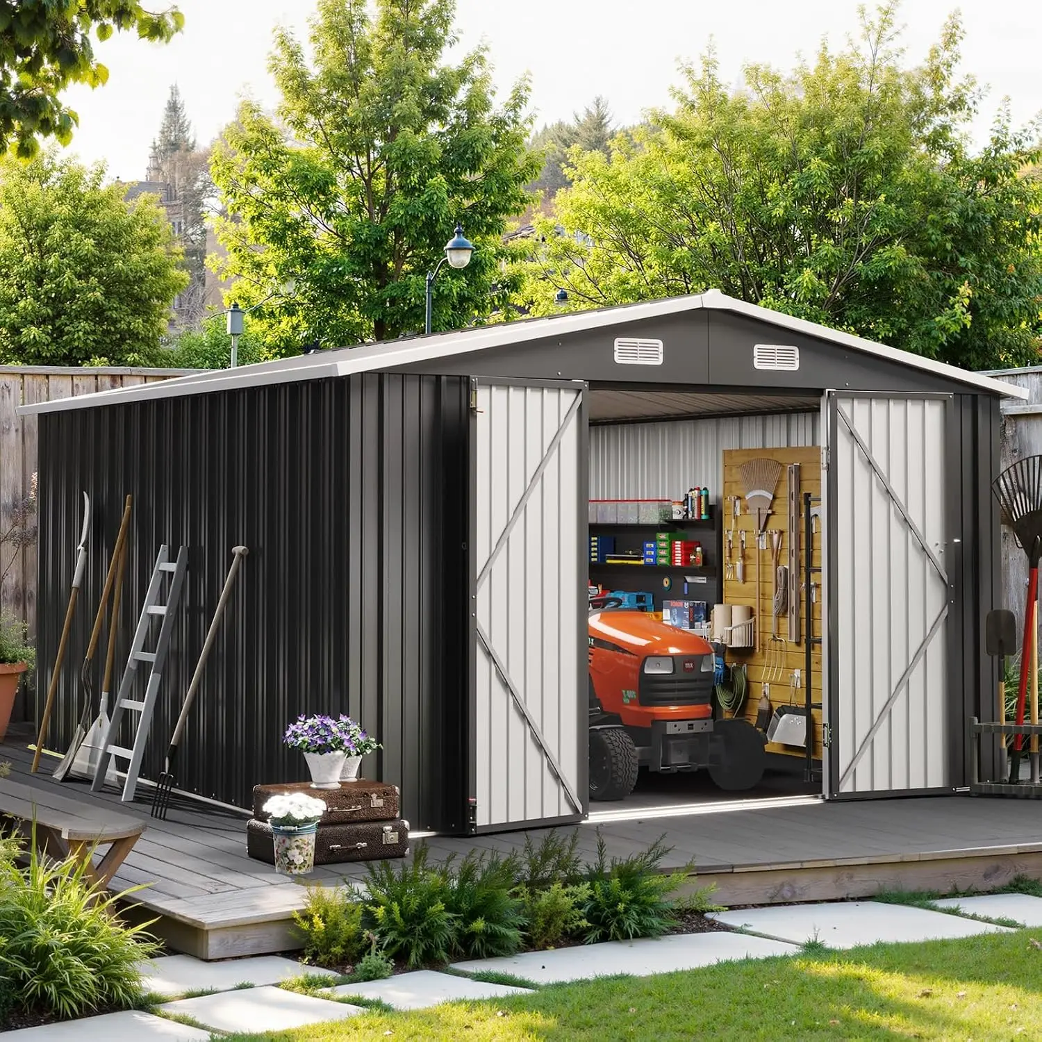10x12FT Outdoor Storage Shed Waterproof Garden Tool House, Customized view 3