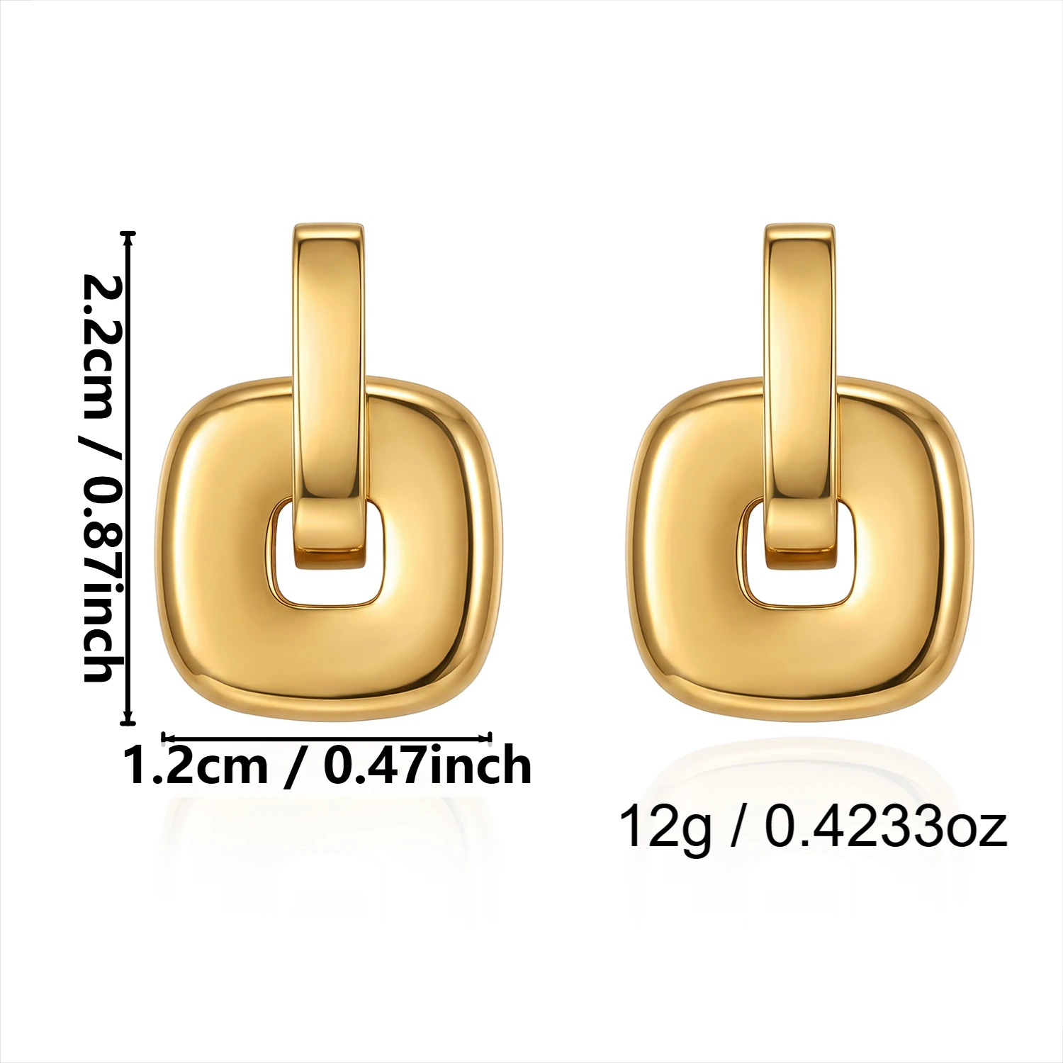 Zierliche Quadratische Edelstahl-Huggie-Ohrringe für Frauen Klobige Geometrische Tropfen-Ohrringe Täglicher Schmuck Wasserfest – Detail 7