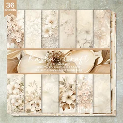 36 Sheets 6inch (White Flower Lace Background) Clipping Thin Paper for Bullet Diary, Junk Magazine, Greeting Card Background