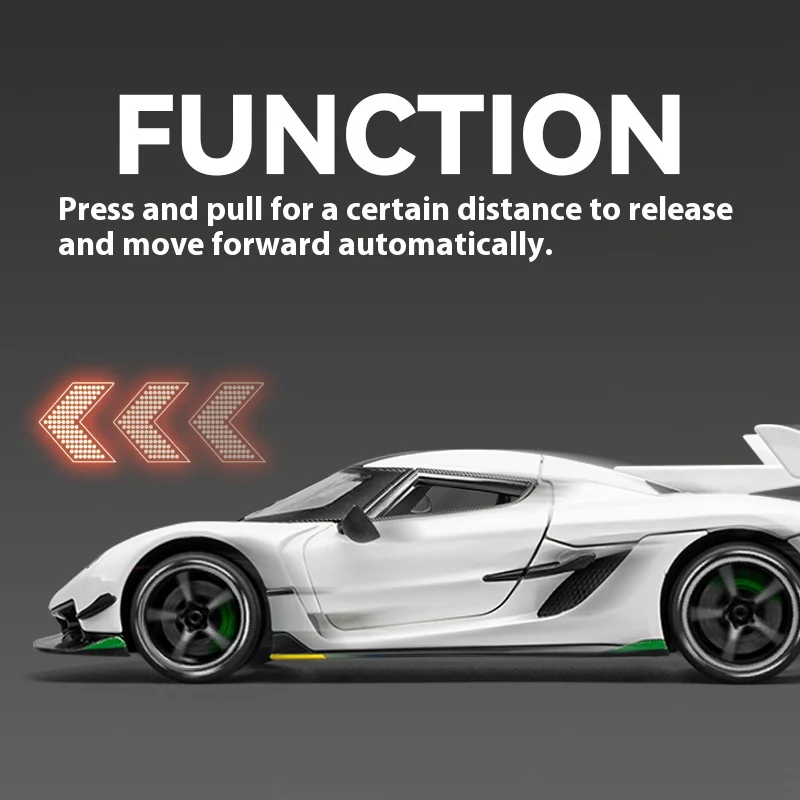 1:24 cool supercar alloy model, simulated sound and light, strong return force, four-wheel shock absorption, best birthday gift