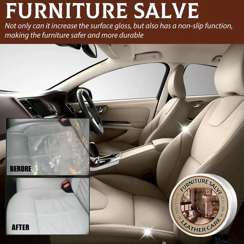 Leather Salve For Furniture Leather Sofa Smooth Leather With Sponge Revives Dried-Out Natural Conditioner Cleaner