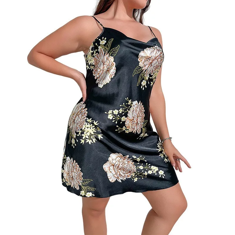 PLUS ขนาด XL-5XL ผู้หญิงเสื้อคลุมอาบน้ำชุดสูทพิมพ์ชุดราตรีกิโมโนฤดูร้อนเลดี้ชุดเสื้อคลุมซาตินชุดนอนชุดนอนชุดชั้นใน