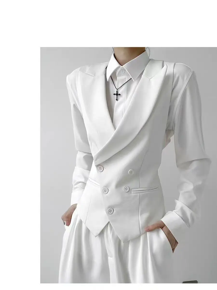 Women's Casual Suits Vest With a Lapel Collar Business Vest British Style High-End Sense Gun Lapel Collar Slim Waistcoat Jacket