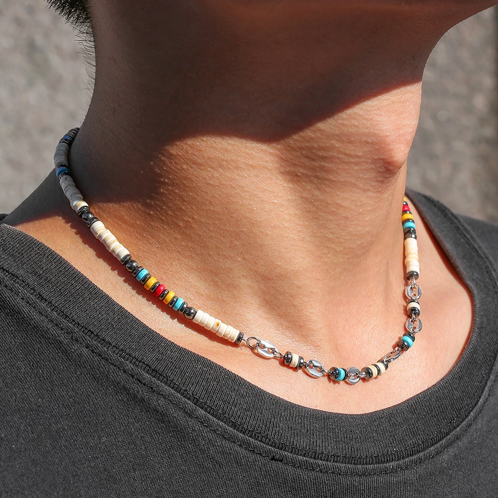 

Hematite Beads Beaded Necklace for Women Men Vintage Multicolor Rice Beads Chokers Bracelet Handmade Jewelry