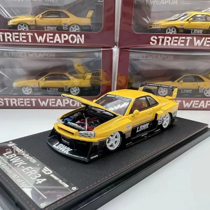 Street Weapon&Time Micro 1/64 Car GT-R ER34 LBWK Wide Body Simulation Alloy Car Model