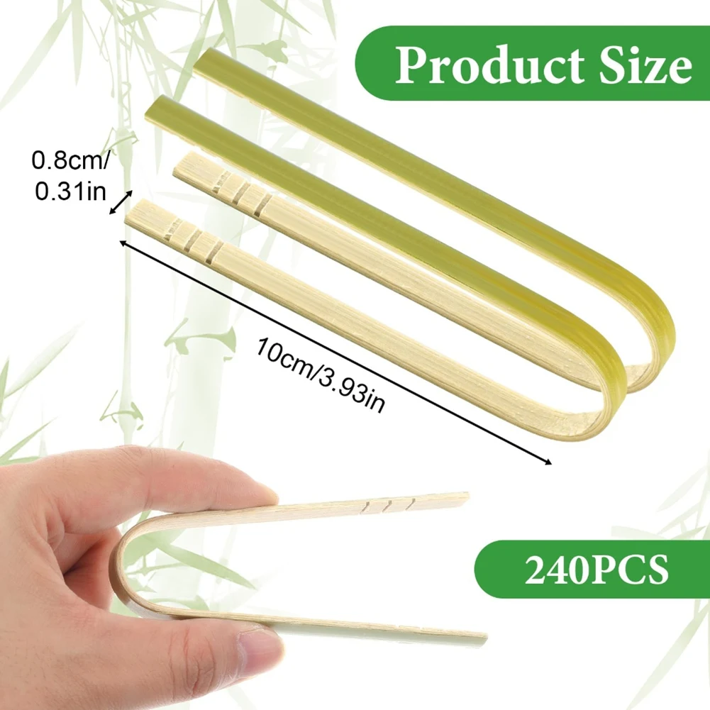 (AD11) 240 Pcs Bamboo Tongs, Mini Wooden Toaster Tong Teacup Clip for BreadPickles Roast Catering Buffet Tea Kitchen Party