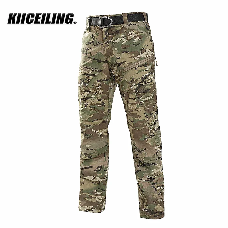 KIICEILING KBZ Multicam Hiking Tactical Pants Military Cargo Pants Men Climbing Stretch Ripstop Waterproof Army Work Trousers