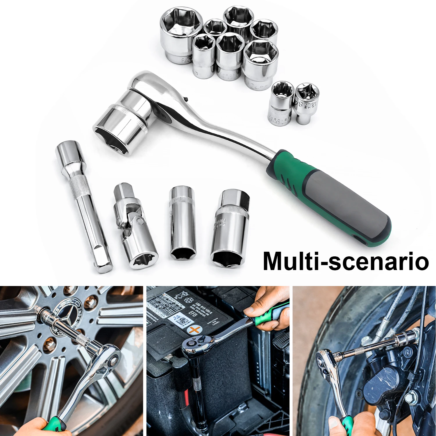 ultifunctional socket wrench set, combination sleeve ratchet plate, hand repair car hardware tools, auto repair toolbox set