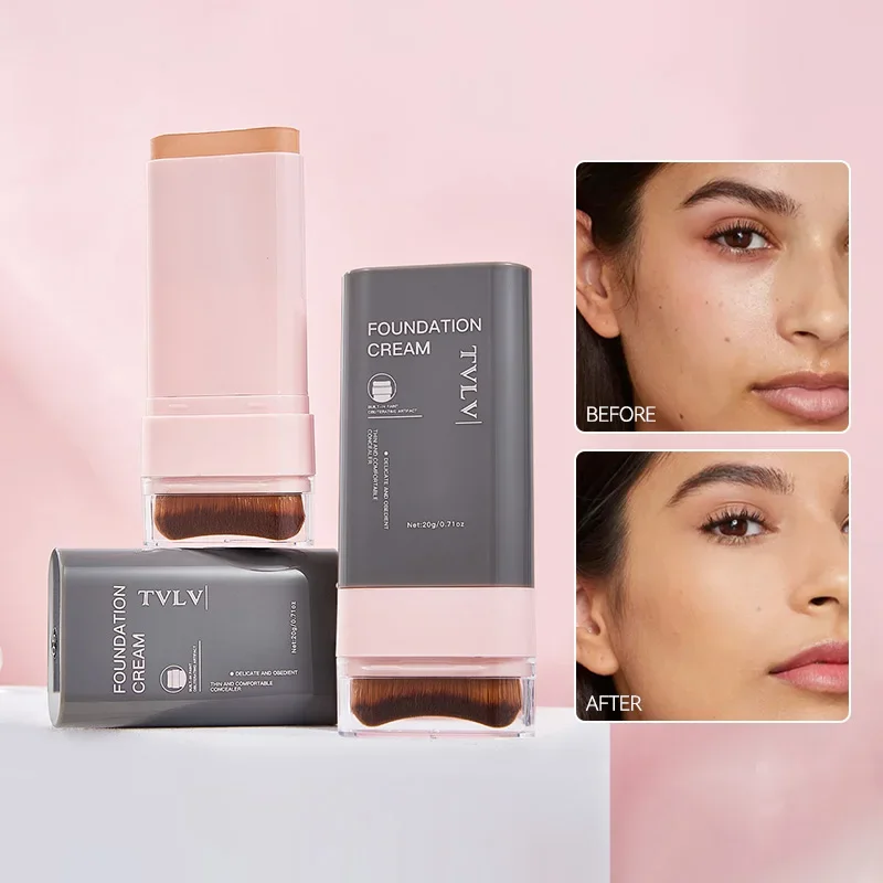 Base en barra oculta, 5 tonos con pincel incorporado, ilumina el maquillaje en barra de contorno facial con fórmula ligera e impermeable