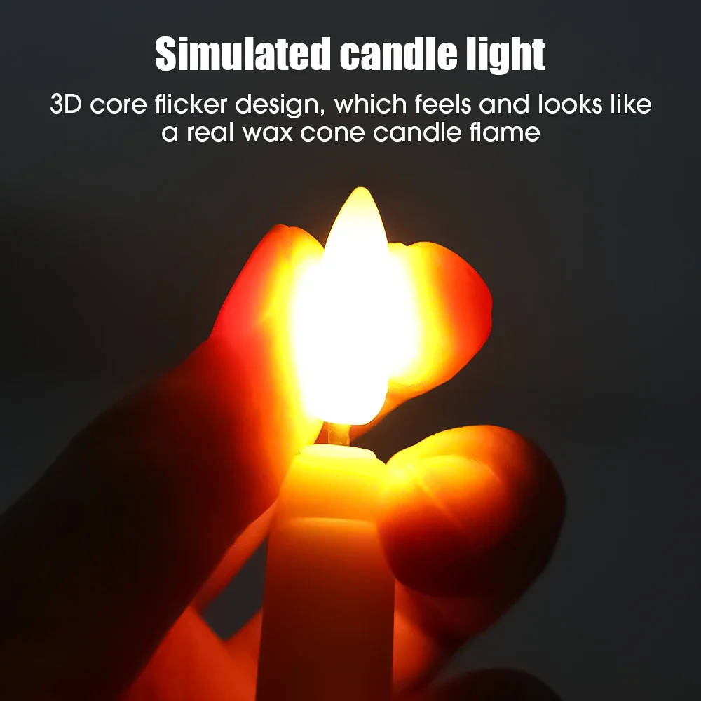 Candele finte senza fiamma a LED, candele elettroniche, batteria, 3D, compleanno, matrimonio, decorazione per la cena, 1 // 6/12/24 pezzi