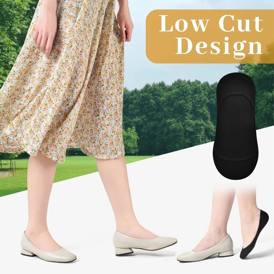 RYI 6 أزواج من الجوارب القطنية فائقة الظهور للنساء جوارب لوفر غير قابلة للانزلاق مثالية للشقق مثالية للارتداء اليومي مريحة وB