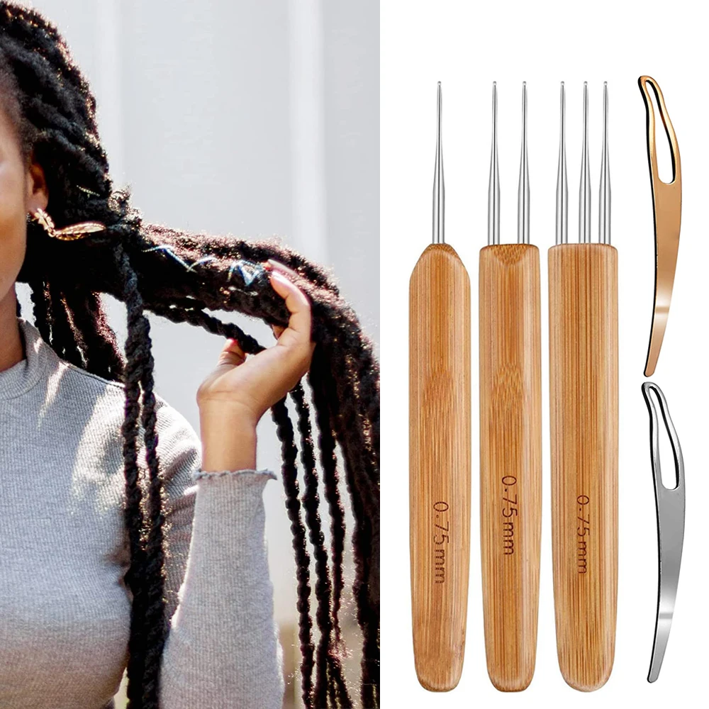 

5Pcs Dreadlock Crochet Hook Tool Kit Braid Hair Dreadlocks Needle Weaving Crochet DIY Braid Hair Weaving Tool Braid Craft Knit