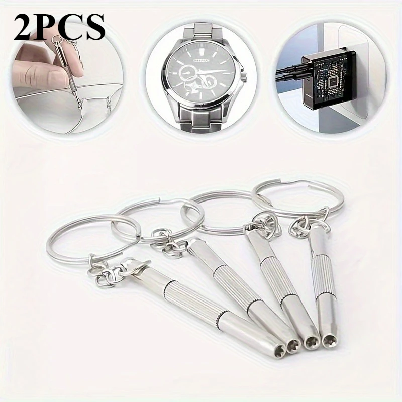 2-piece glasses pentagonal pliers set, suitable for watch repair, including keychain and precision screwdriver.