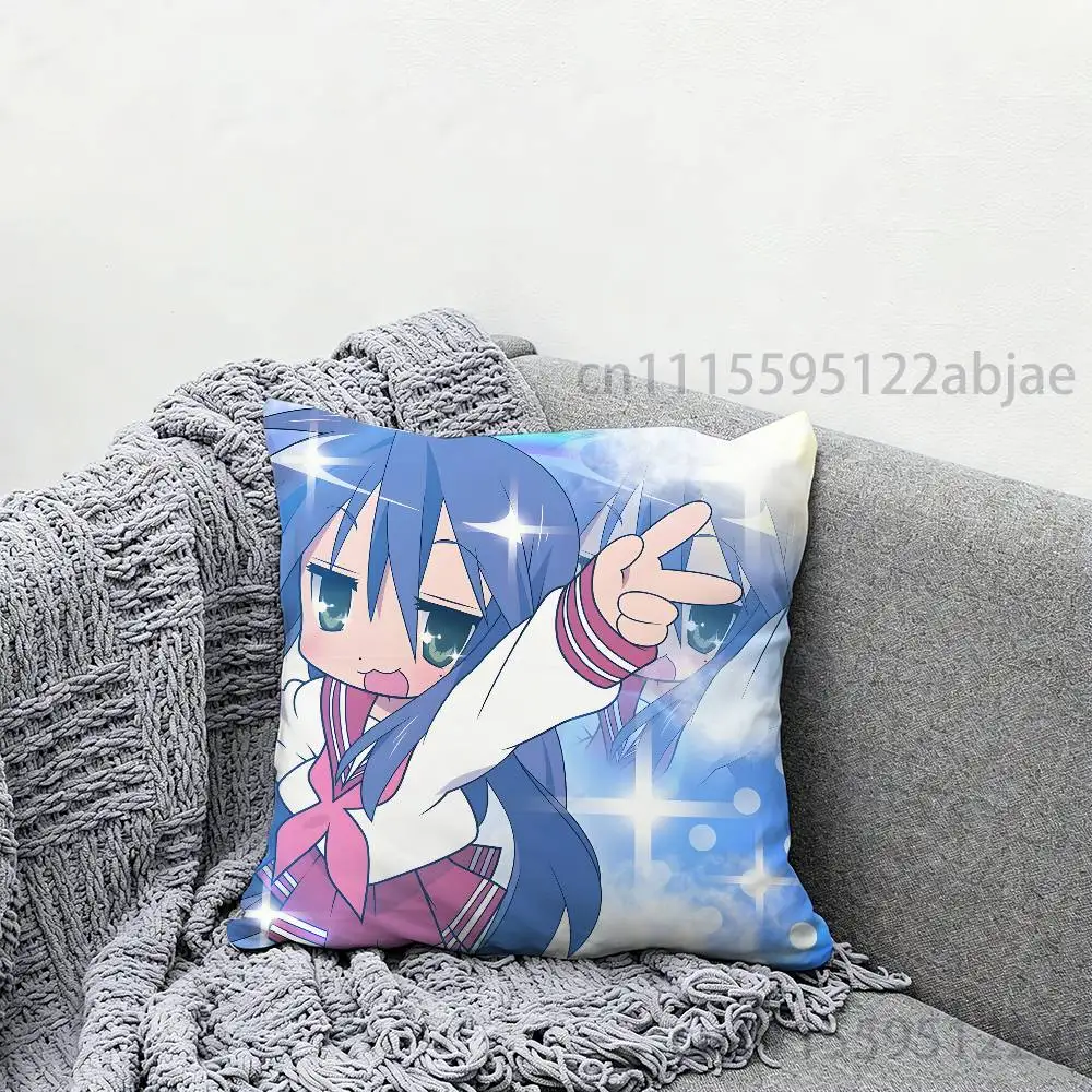 K-Konata Izumi  L-Lucky star Throw Pillow Case 50x50cm DIY Square Pillowcase Square Office Cushion Cover
