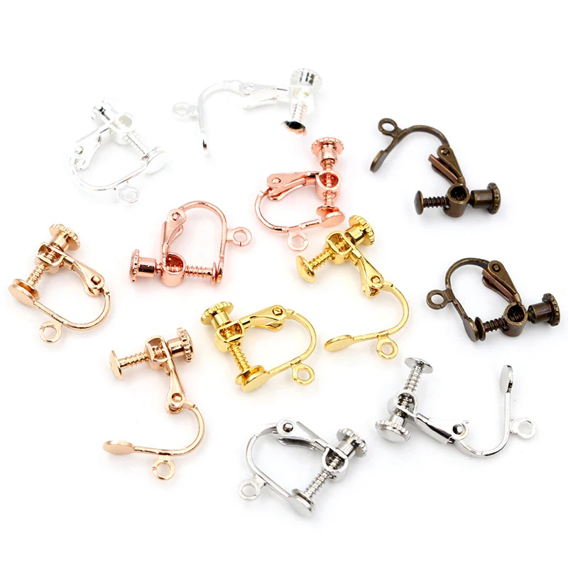 10pcs 15*13mm Brass Screw Ear Clip Earring Settings Rotate Pads Earring Findings Base Blank Bezel For Jewelry Making Supplies