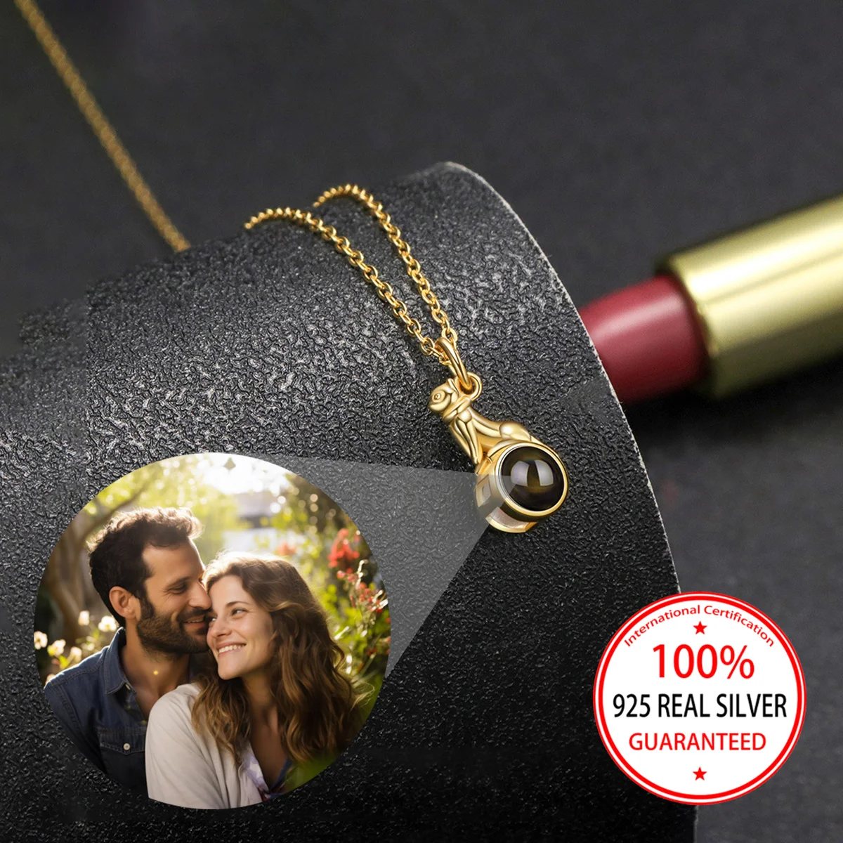 

Стерлингового серебра 925 пробы, цветная проекция изображения, круглая подвеска с котенком, ожерелье, подарок на день Святого Валентина для подруги, изысканный