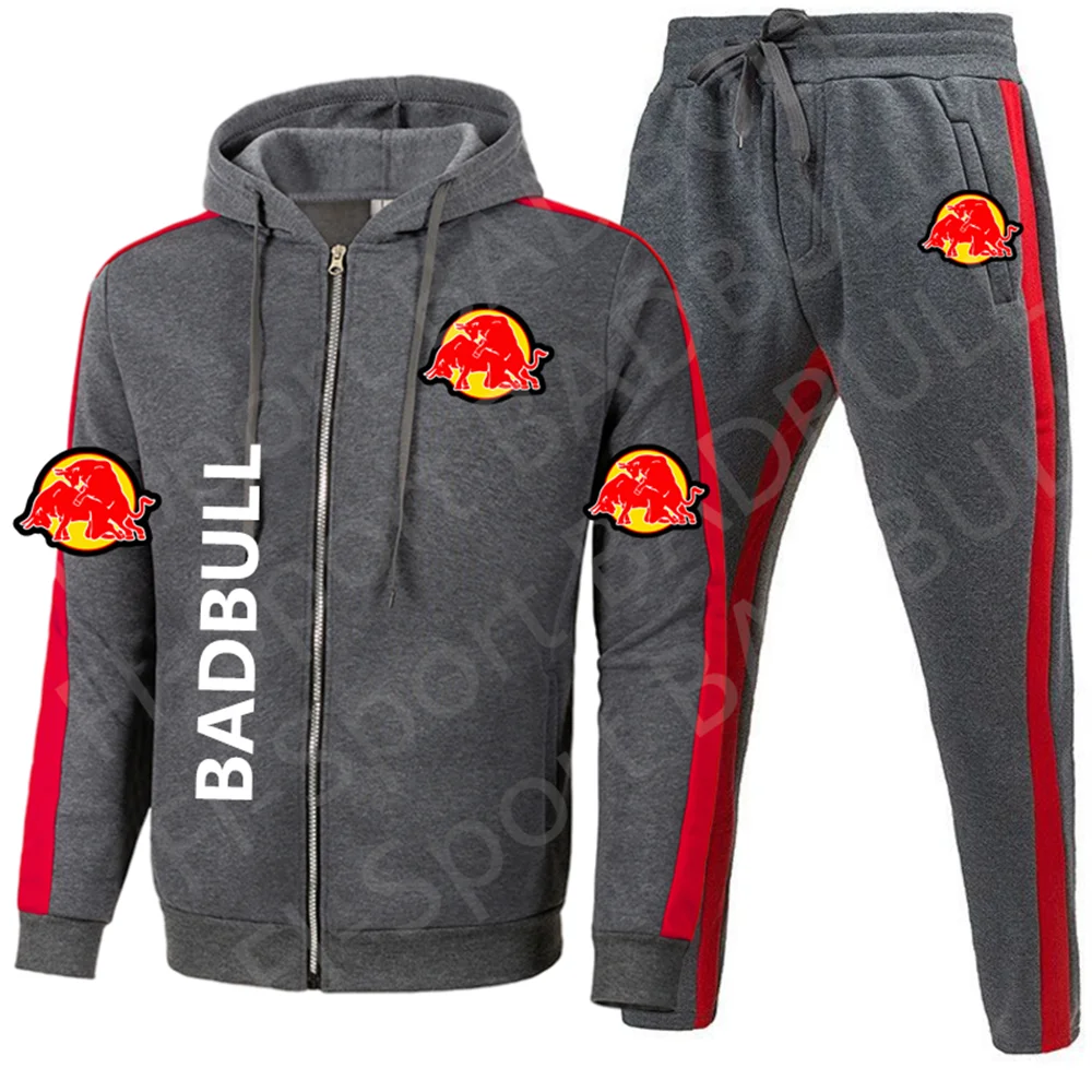 badbull, 2024, men\'s and women\'s casual wear, sports suits, hoodie 2-piece set, zip hoodie