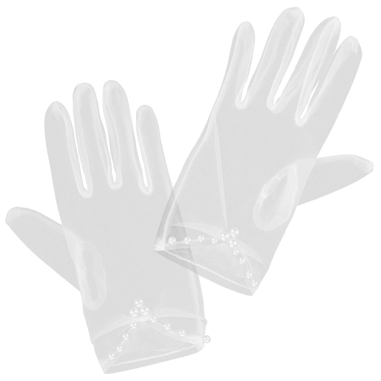 

1Pair Wedding Pearl Gloves Short Wrist Length Elegant Bridal Gloves for Party Dance Banquet Prom Accessories Wedding Pearl Glove