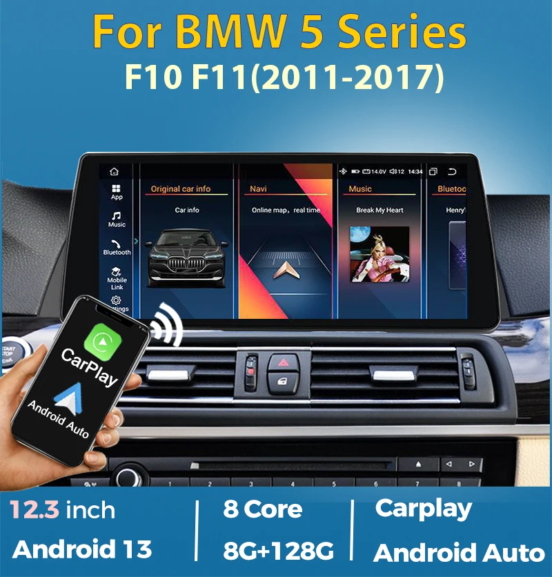ZOYOSKII 2025 Новая система UI 12,3 дюйма Android Беспроводная система Carplay AUTO для BMW 5 серии F10 F11 CIC NBT Автомобильные видеоплееры GPS NAVI