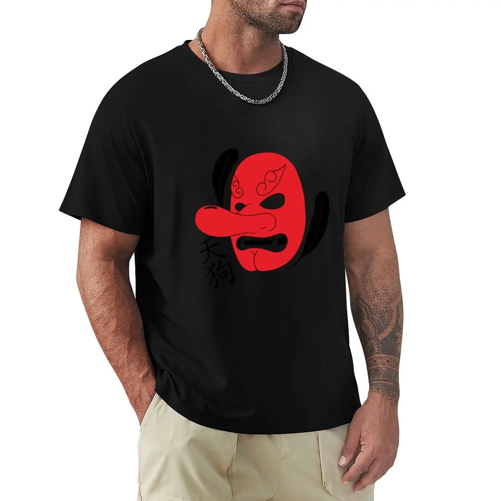 

tengu mask black T-Shirt man clothes luxury designer anime shirt men t shirts high quality
