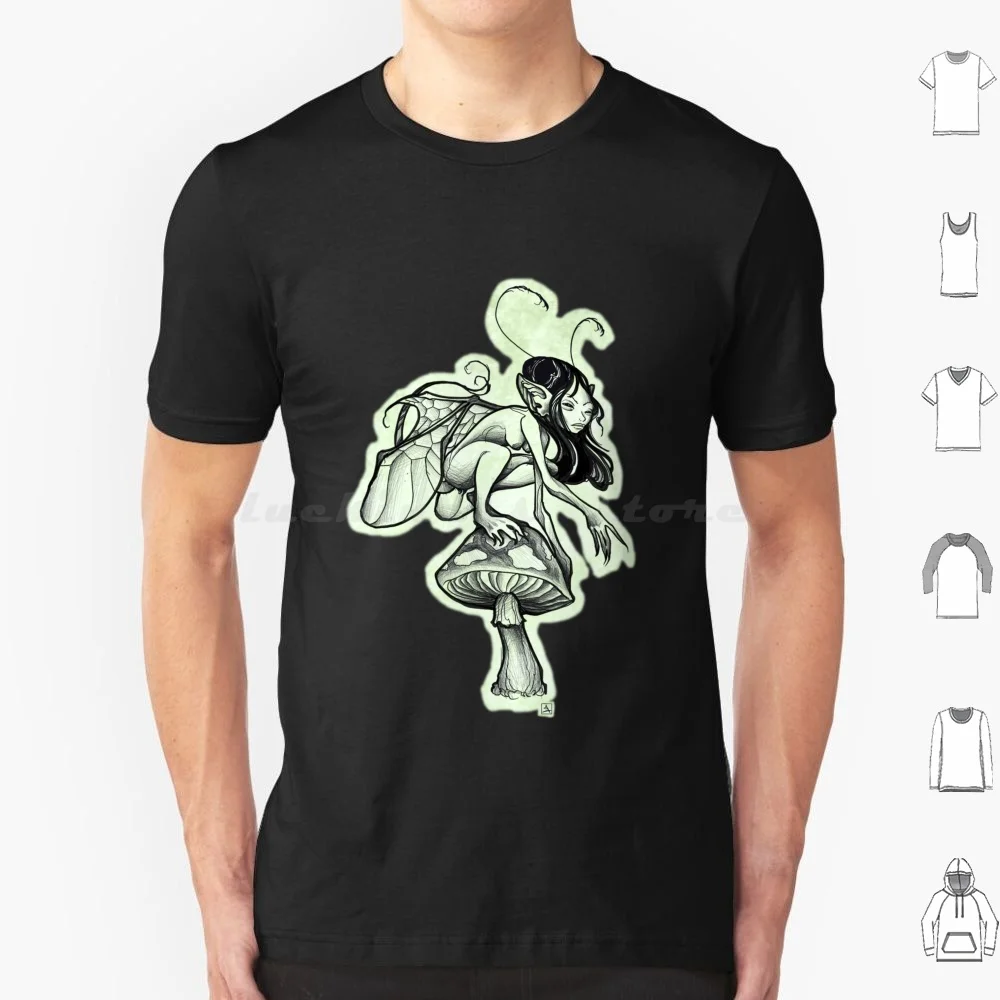 Pixie Shroom Rider T Shirt Cotton Men Women Diy Print Cute Creepy Pixie Fae Fairy Pagan Occult Fantasy Weird Mushroom