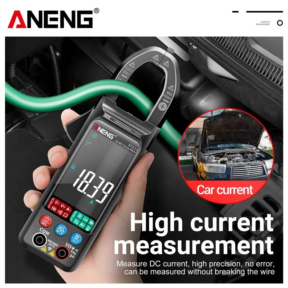 

ANENG ST212 Цифровые клещи 400 А Мультиметр Большой 6000 отсчетов DC/AC ток Цветной экран Тестер напряжения Автомобильный Гц NCV Ом