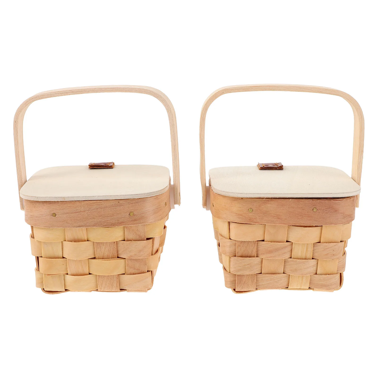 2Pcs Kids Mini Woven Basket Small Handle Natural Wood Candy Flower Farmhouse Picnic Party Favor Craft Storage Mini Basket Khaki