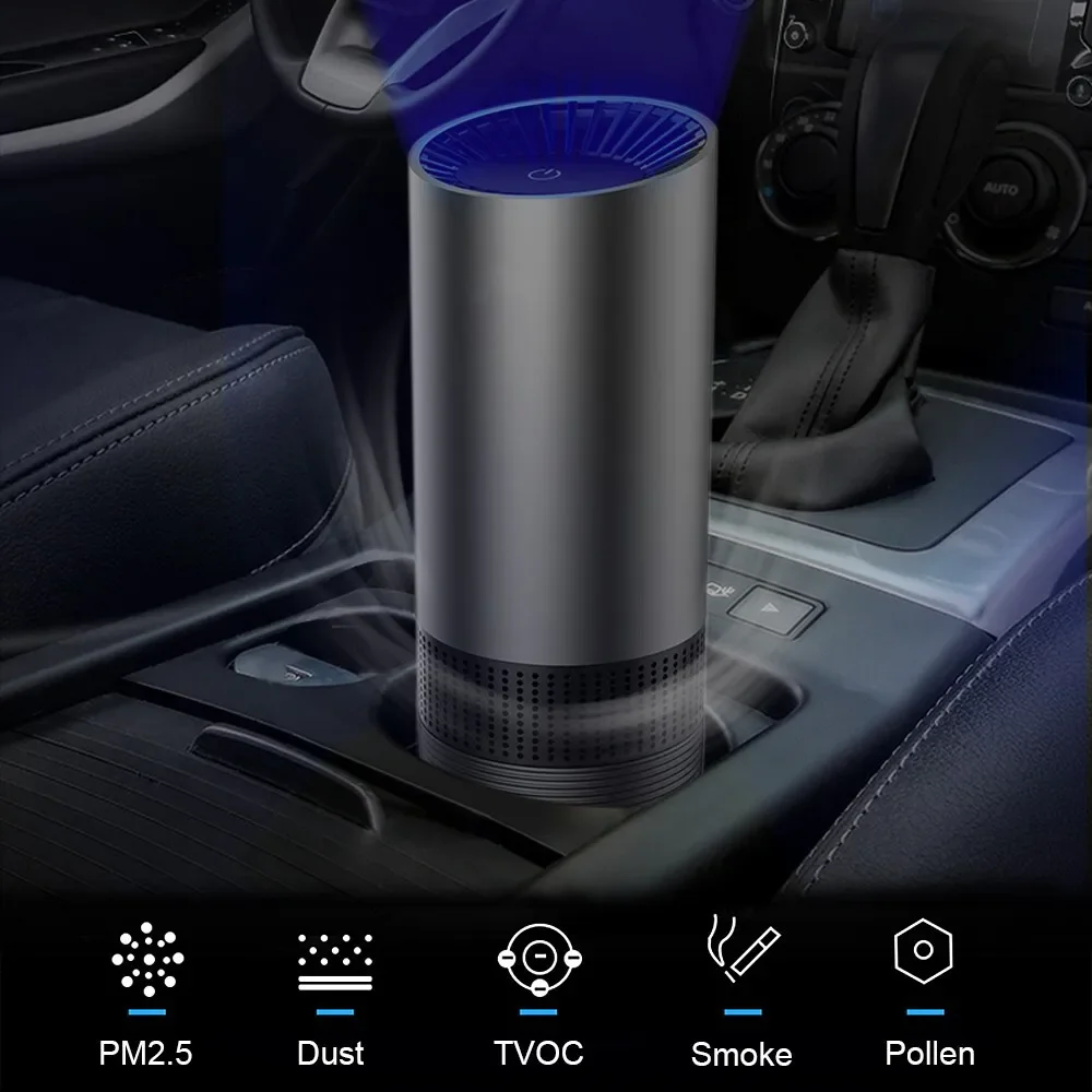 

True HEPA Air Purifier Filter For Car Smoker Air Cleaner Ionizer TVOCs Odor Dust Sensor