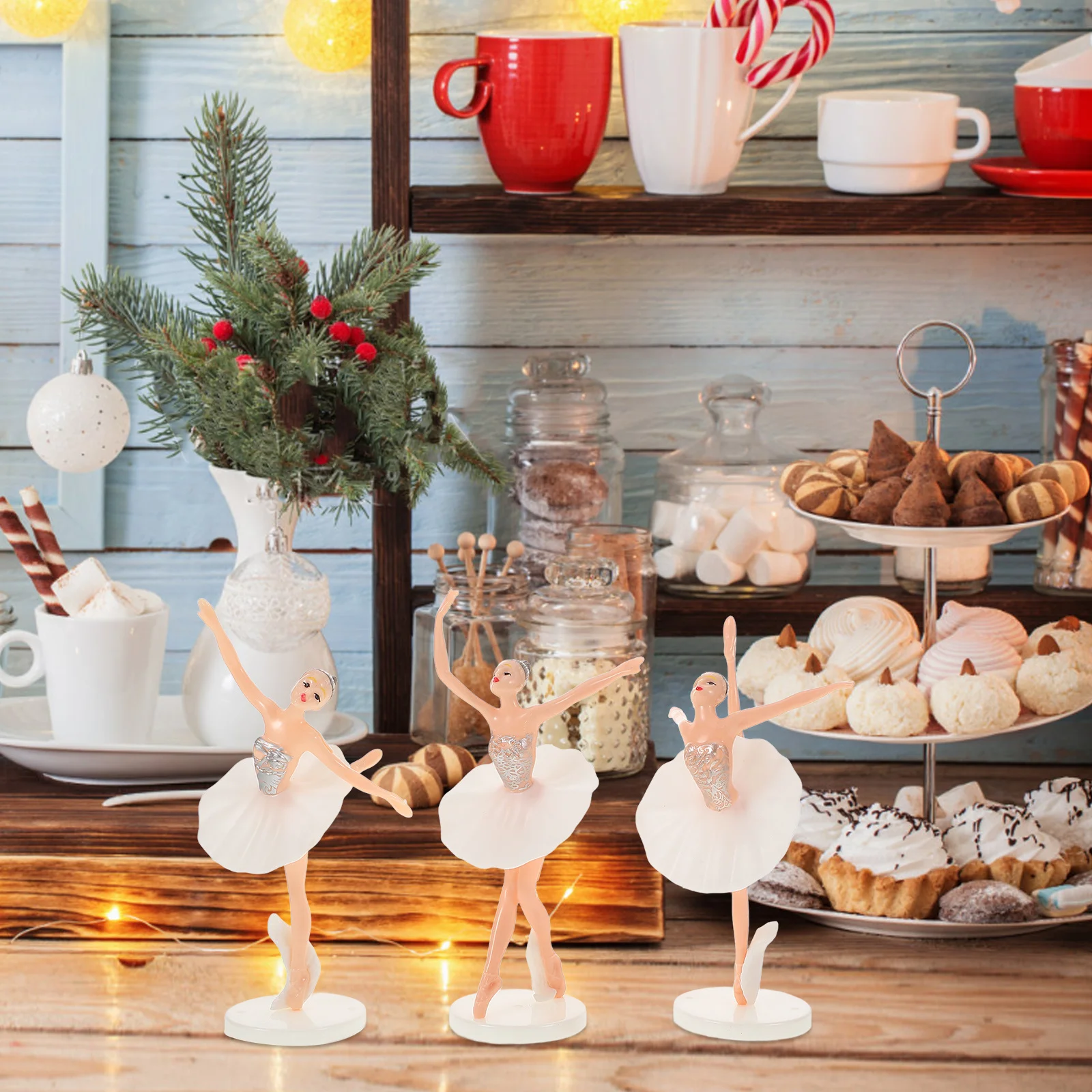 

1Set Ballet Cake Topper Elegant White Black Design Durable Easy Clean Cake Decoration Party Display Home Decoration
