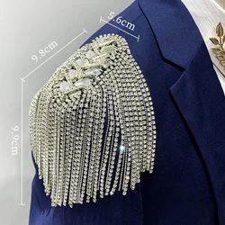 Fashion black tassel Beaded epaulette for clothes Punk Coat Suit DIY Fashion Tassel Badge Epaulets Shoulder Patches appliques