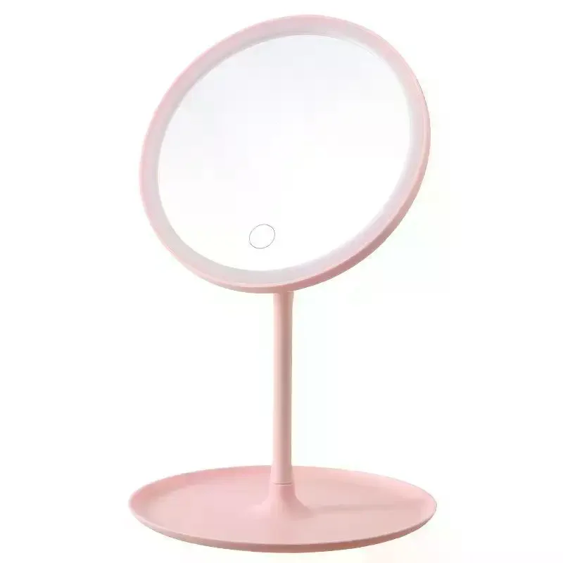 Unique Designer Vanity Mirror Three Colors LED Light: Touch Control Desktop Bedroom Makeup