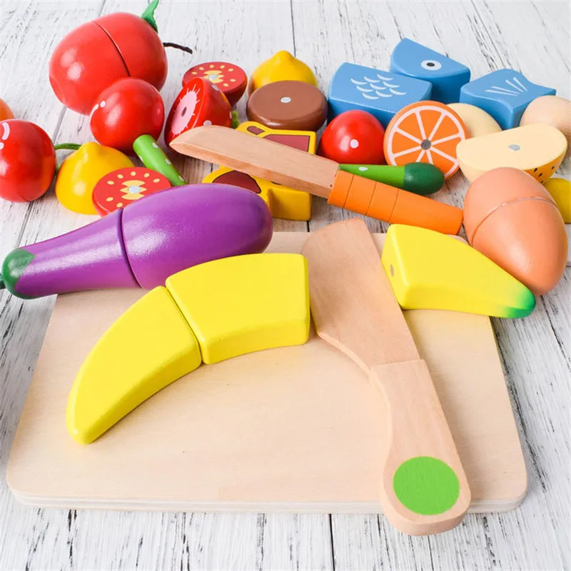 Montessori Diy Gesneden Fruit Speelgoed 3d Houten Simulatie Fruit Groenten Cake Magnetische Kinderen Huis Keuken Speelgoed Educatief Speelgoed Cadeau