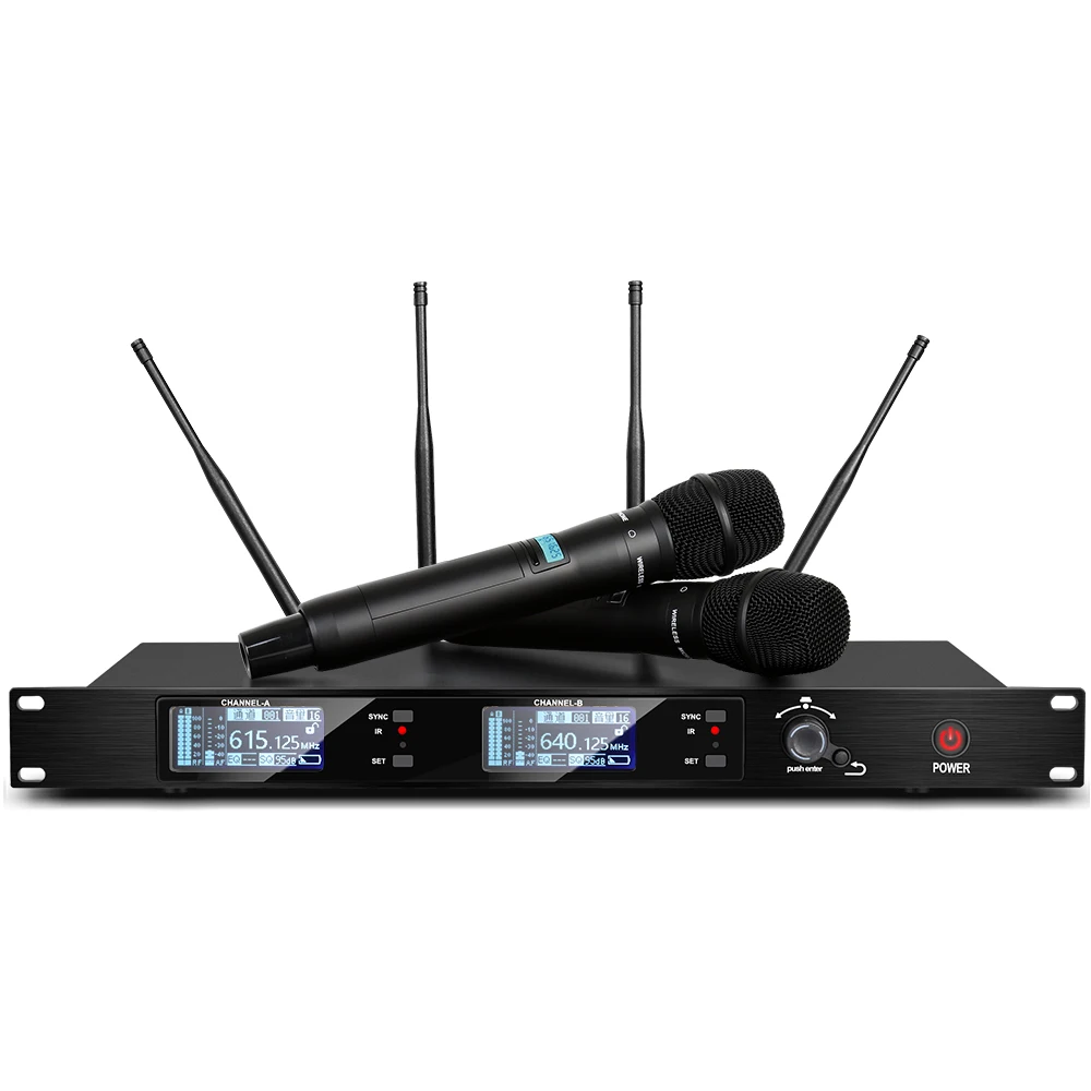 

DR80A UHF Professional Concert Performance Conference 2 Channel Wireless Handheld Microphone For Stage
