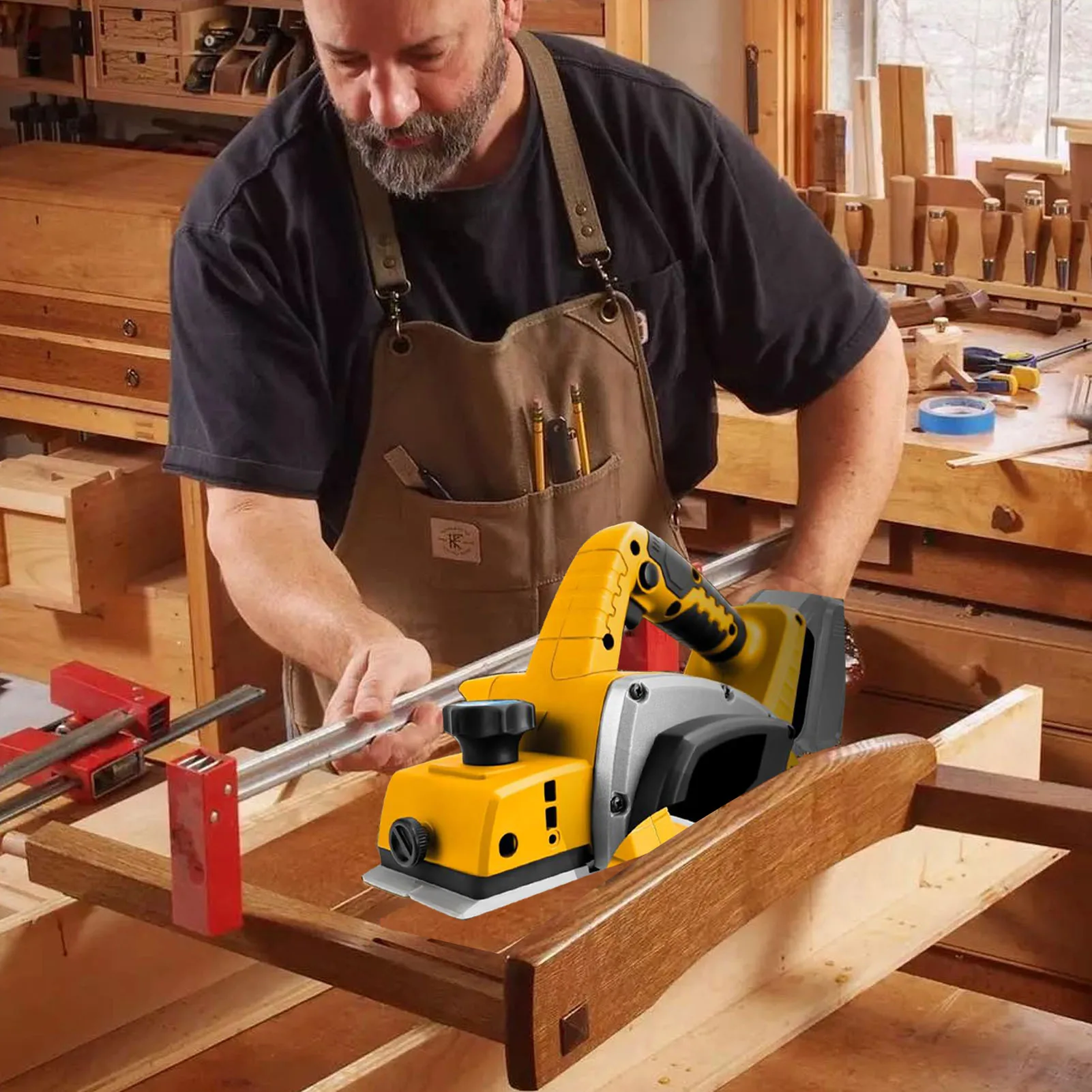 Wood Planer Safety  Accuracy Depth Adjustment Cordless High Efficiency 15000RPM Electric Planer for Woodworking Projects