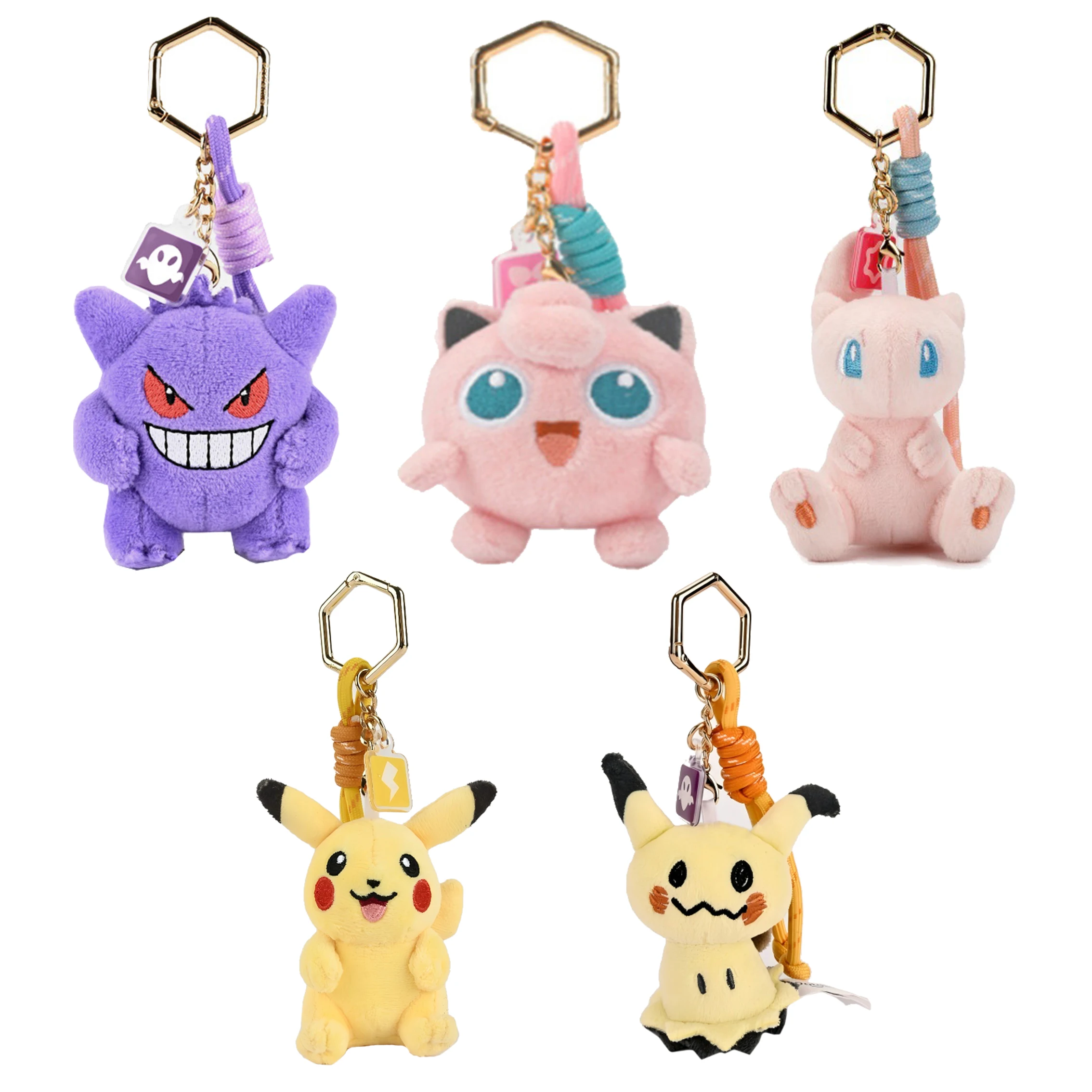 Original Anime Pokemon Kawaii Pikachu Schlüsselbund Gengar Mew Jigglypuff Mimikyu Stofftier Nette Plüsch Schlüsselring Puppe Anhänger Geschenk