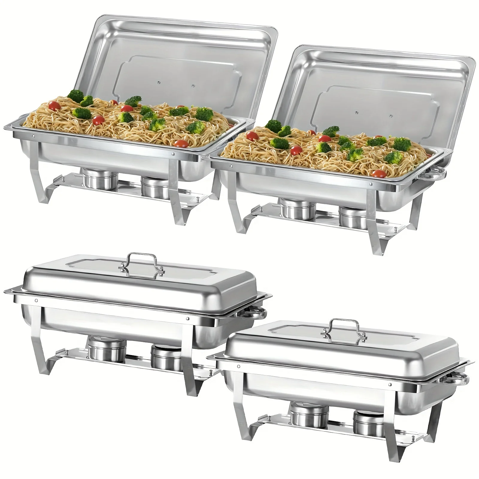 

4 Packs 8QT Full Size Chafing Dish Buffet Set, Stainless Steel Food Warmer Kit with Lids Catering Parties Weddings