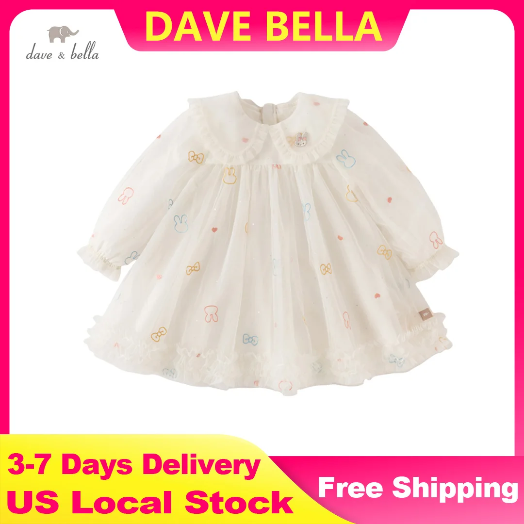 

Dave Bella Mesh Party Dresses for Girls Festival Holiday Dress 2025 Spring Children Princess Wedding Pageant robes DB1247920
