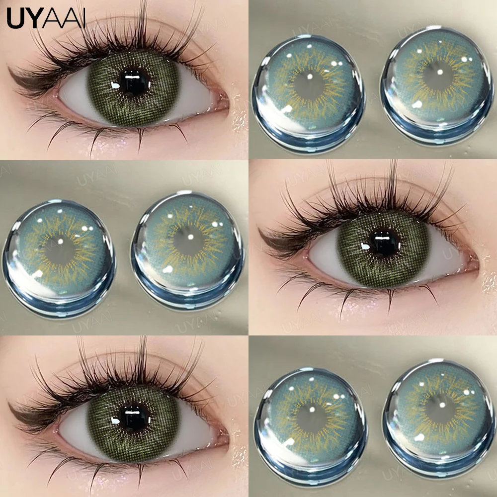 UYAAI 1 Paar natürliche Kontaktlinsen in brauner Farbe für Augen, blaue Augenlinsen, grüne farbige Pupillen, hochwertige Farbe – Detail 10