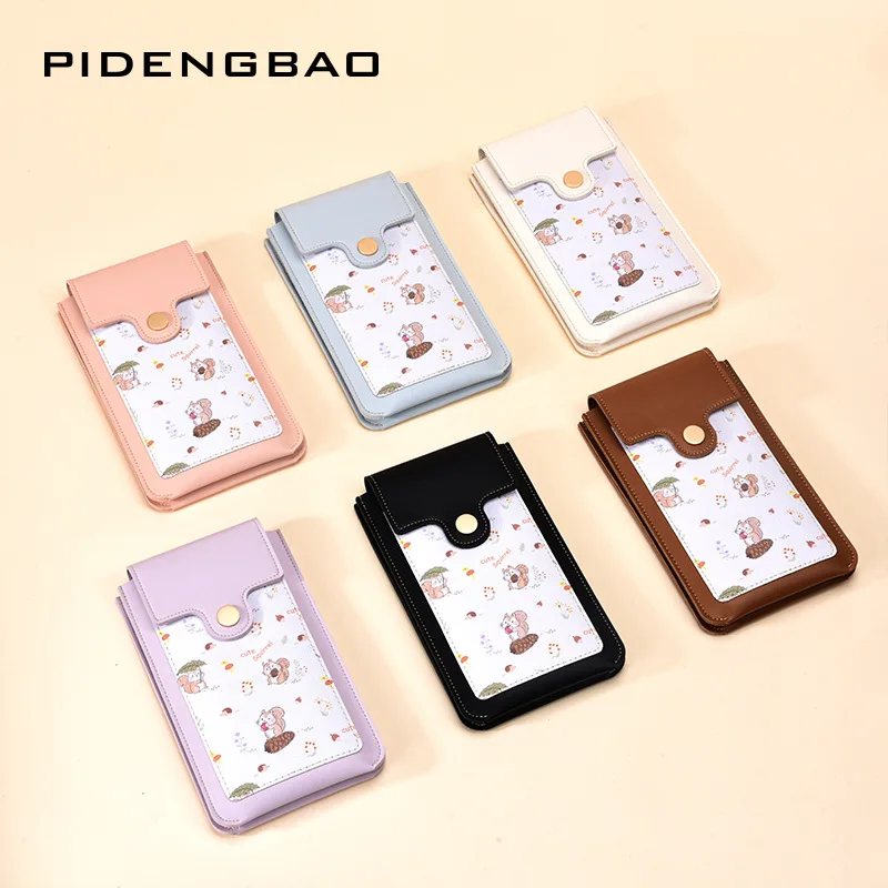 New Cute Squirrel Pattern Touch Screen Women Crossbody Phone Bag Thin Lightweight Single Shoulder Kuaba Sling Bag Storage Pouch view 4
