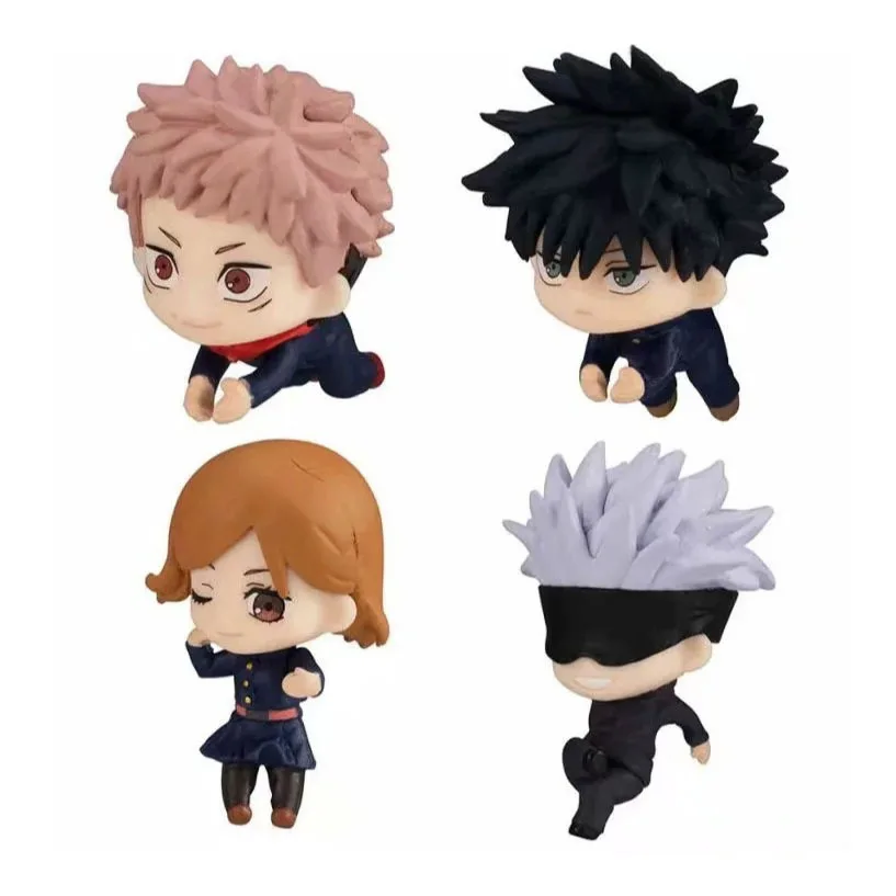 1 Uds. Figura de acción de muñeca con cable de datos versión Jujutsu Kaisen Q de Anime de estilo aleatorio, juguetes en miniatura de PVC, regalos de decoración para teléfono móvil