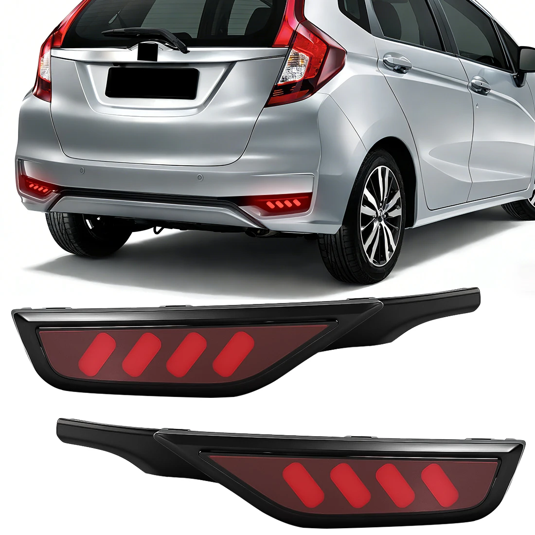 

LED Car Rear Bumper Light For Honda Jazz Fit 2018 2019 2020 Brake Light Dynamic Turn Signal Lamp Driving Running Lights 12V