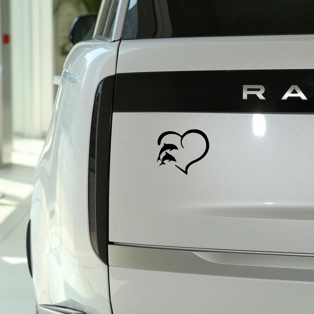 Car Styling Funny Dolphin Love In Heart Car Vinyl Decal Body Stickers PVC Carving Vinyl Decal Car Accessory