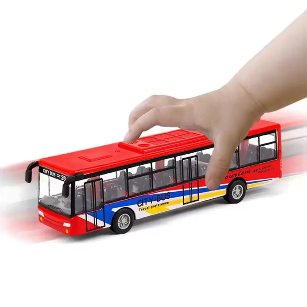 Model Autobusu z Odlewu Stopu Metali, Zabawka Symulacyjna, Autobus z Napędem Pull-Back, Autobus Inercyjny, Autobus Turystyczny do Miasta, Model Autobusu z ABS, Zabawki, Prezenty dla Dzieci
