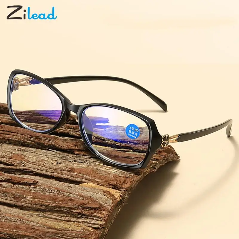 Zilead אנטי כחול אור נשי חדש אור סגלגל משקפיים presbyopia ברור משקפיים עבור תואר קשישים + 1 + 4