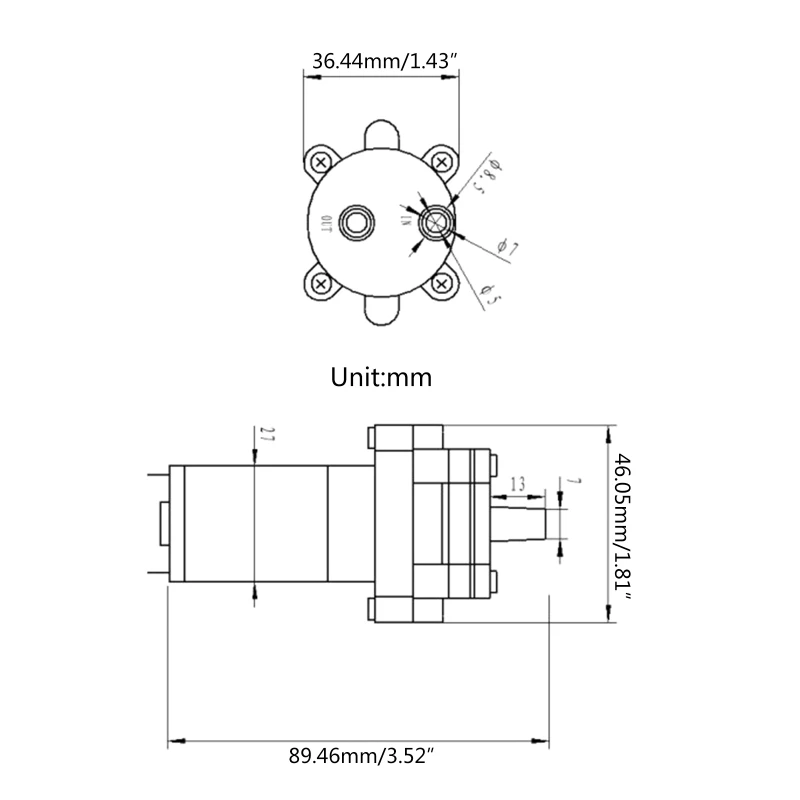 Вакуумный насос Micro 385, DC6-12V, мембраный, самовсасывающий, сопротивление высоким температурам, 1,5-2 л/мин, водный мини-насос