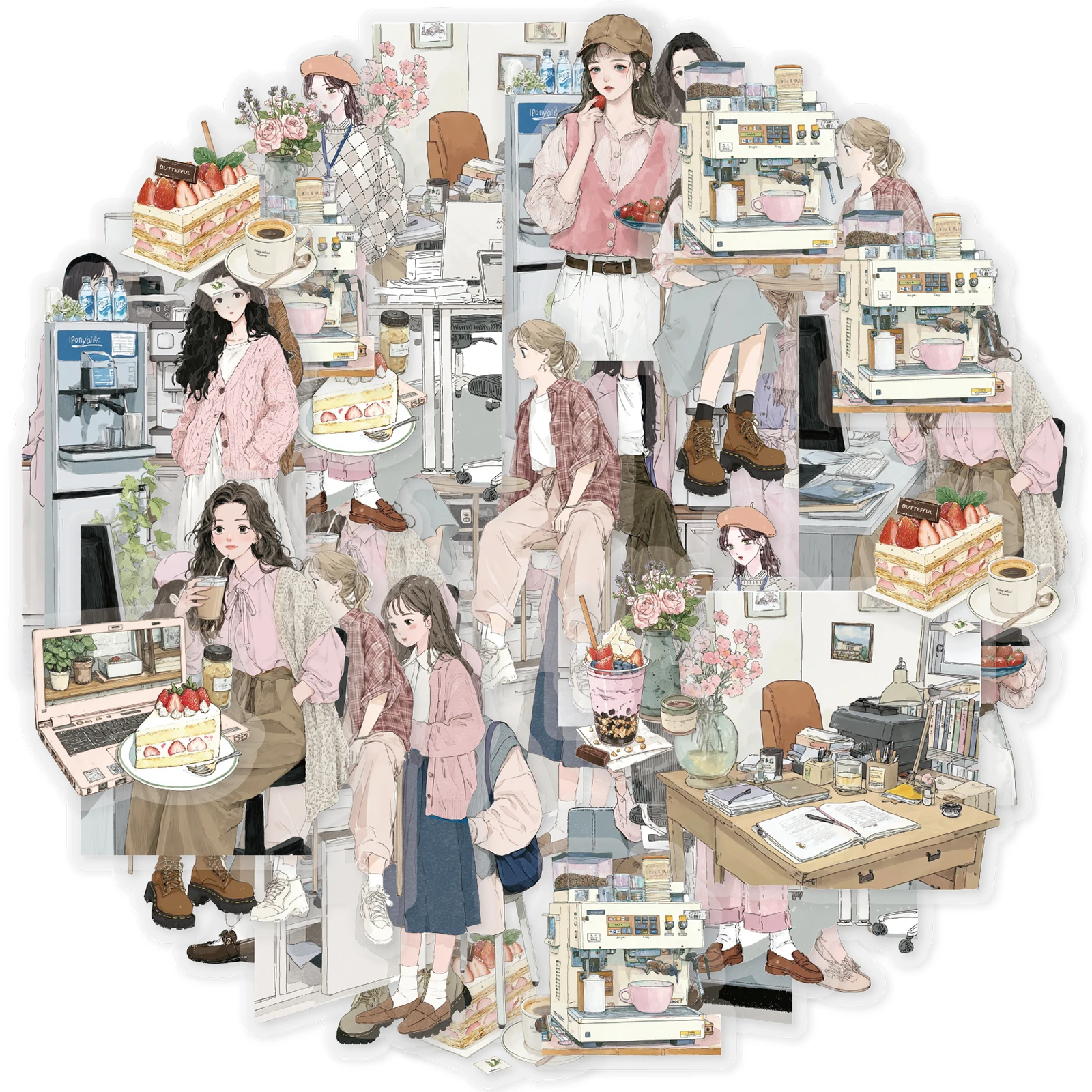 Etori Life Joyful Moments Work Break Chat Musteraufkleber DIY Scrapbooking-Zubehör, Büro-Notizbücher, Telefonaufkleber, Personal, Fotoalben, Geschenkpapiertüten für Kinder, Spielzeugaufkleber,