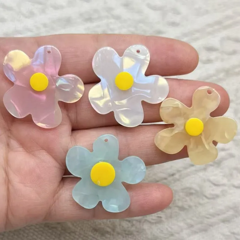 10pcs Acrylic multi-color transparent sunflower pendant pendant material DIY jewelry accessories package hanging keychain batch