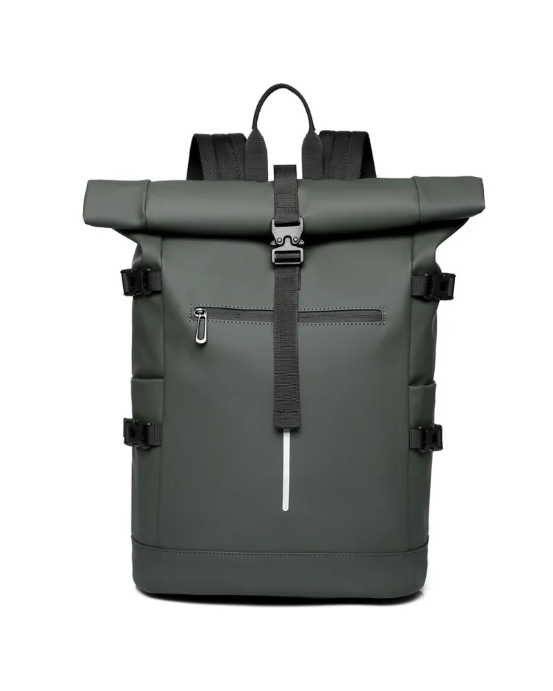 Roll Top Design Mens Backpack Roomy Water Resistant Laptop Bag For Business Trips And College Students