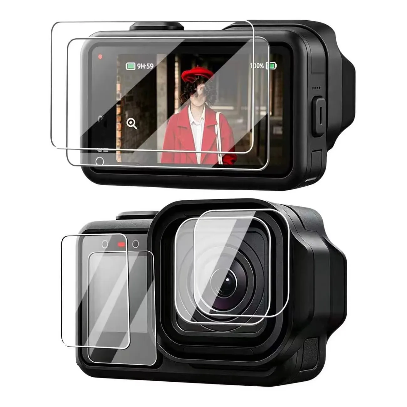 Tempered Glass Screen Lens Protector For GoPro Mission 1 /1 Pro 9H Hardness HD Anti‑Scratch Front Back Full Cover Film