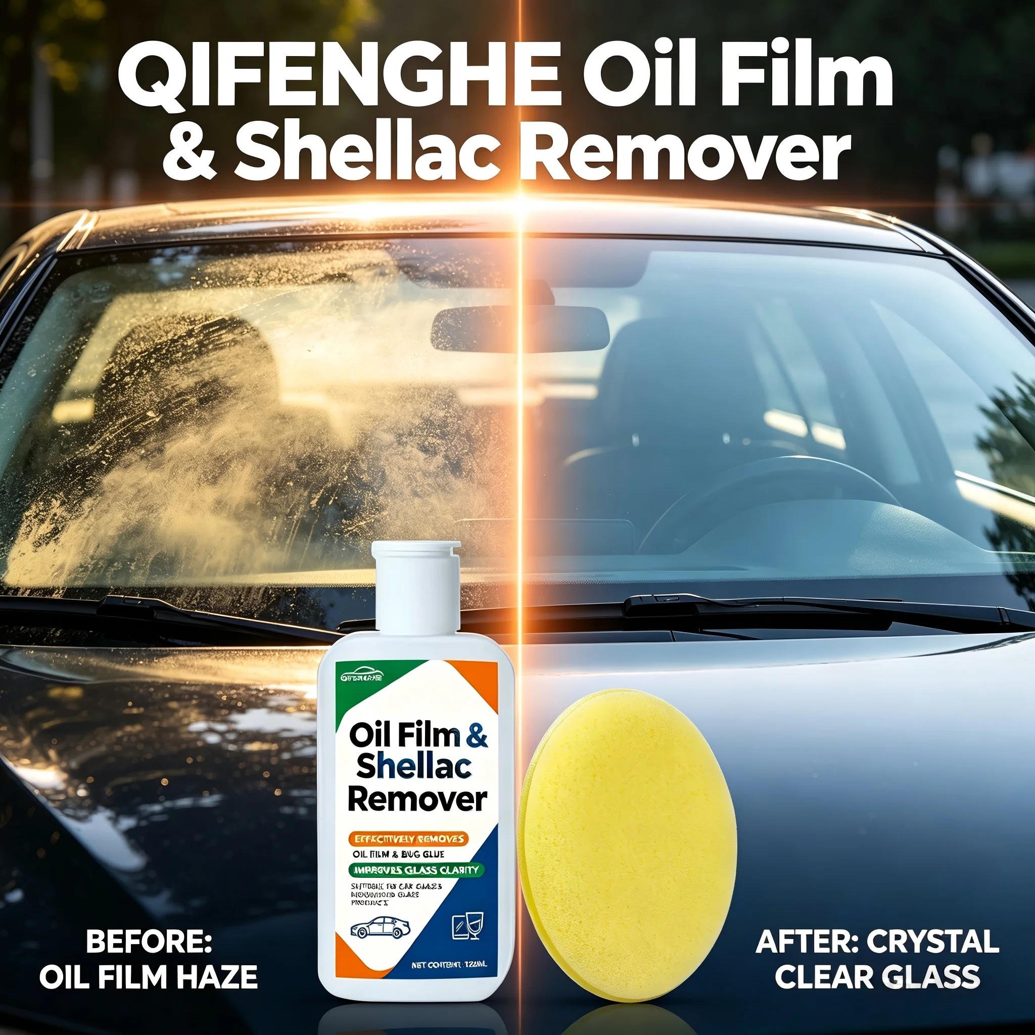 120ML Car Windshield Oil Film Remover Eliminate Glare Streaks Improve Rainy Day Visibility Streak-Free Glass Cleaner